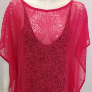 Beachwear διχτυωτό Κιμονό damakoupa 1732,κοραλί.