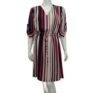 Φόρεμα με μανίκι 3/4 Billy's Fashion 20087,ριγέ εμπριμέ.