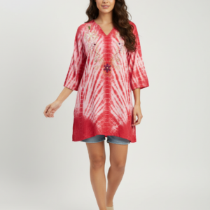 Beachwear-Καφτάνι ROBERT MATRA 6209-40189,λευκό-κόκκινο ανοιχτό.