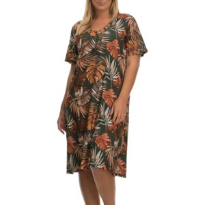 Φόρεμα με κοντό μανίκι FREE MOVE 6077,κυπαρισσί.