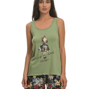 Πυζάμα γυναικεία με φαρδιά τιράντα FREE MOVE 6090,λαδί-εμπριμέ.