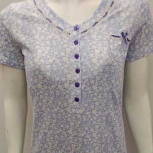 Νυχτικό με κοντό μανίκι και πατιλέτα AMELIE Homewear 15208,γαλάζιο.