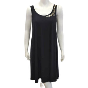 Maxi Φόρεμα με φαρδιά τιράντα και στρας SCHERZO Homewear 3546,μαύρο.