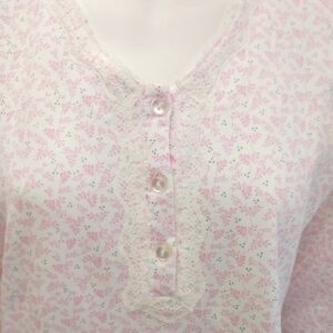 Maxi Κλασικό Νυχτικό με μακρύ μανίκι PRIMAVERA Homewear 6030,λευκό-ροζ.