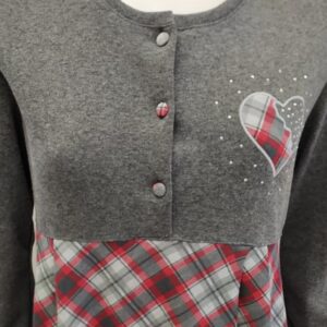 Νυχτικό με μακρύ μανίκι GIOTA Homewear 1204,γκρι-καρώ.