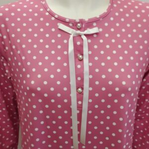 Νυχτικό με μακρύ μανίκι και πατιλέτα SCHERZO Homewear 4853,ροζ πουά.