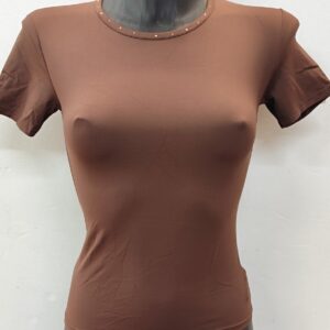 Γυναικείο φανελάκι με κοντό μανίκι MINERVA Underworld 9151,καφέ.