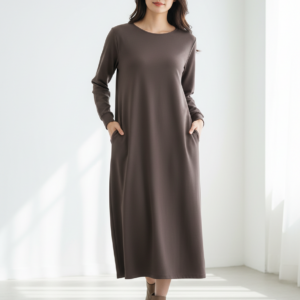 Maxi βαμβακερό Καφτάνι Billy's Fashion 21579,καφέ.