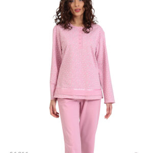 Πυζάμα με μακρύ μανίκι και πατιλέτα Lydia Creations 21511,ροζ.