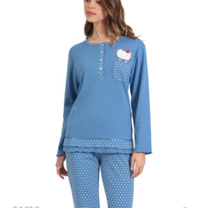Πυζάμα με μακρύ μανίκι και πατιλέτα Lydia Creations 21535,μπλε.