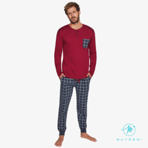 Ανδρική πυζάμα MUY DEMI 330020,σκούρο μπλε-κόκκινο.
