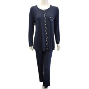 Κουμπωτή βαμβακερή Πυζάμα CLAIRE Katrania 8586,σκούρο μπλε.