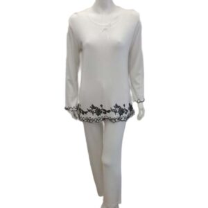 Γυναικεία Πυζάμα με λαιμόκοψη SCHERZO Homewear 1746,εκρού.