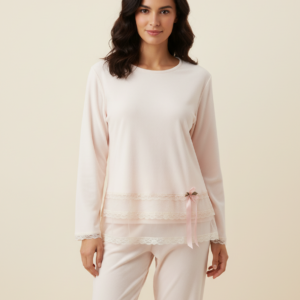 Γυναικεία Πυζάμα με λαιμόκοψη CLAIRE Katrania 7063,ανοιχτό πορτοκαλί.