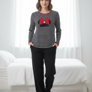 Γυναικεία Πυζάμα με λαιμόκοψη CLAIRE Katrania 6546,μαύρο.