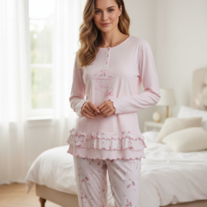 Γυναικεία Βαμβακερή Πυζάμα SCHERZO Homewear 2113,ροζ.