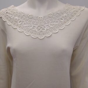 Μπλούζα-Outwear με μακρύ μανίκι και δαντέλα FILAM Lingerie SG,εκρού.