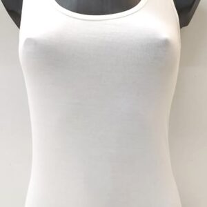 Γυναικείο φανελάκι με φαρδιά ράντα MINERVA 90612,λευκό.