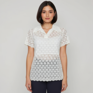 Outwear με κοντό μανίκι και γιακά LOVABLE 4155,εκρού.