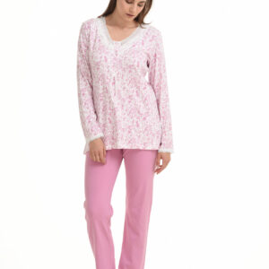 Βαμβακερή Γυναικεία Πυζάμα PRIMAVERA Homewear 1650,ροζ.