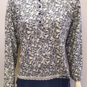 Βαμβακερή Γυναικεία Πυζάμα με πατιλέτα BILLY'S Fashion 19556,μπλε-φλοράλ.