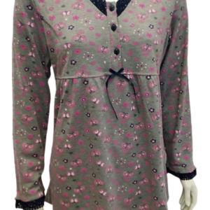 Βαμβακερή Γυναικεία Πυζάμα PRIMAVERA Y150,γκρι φλοράλ.