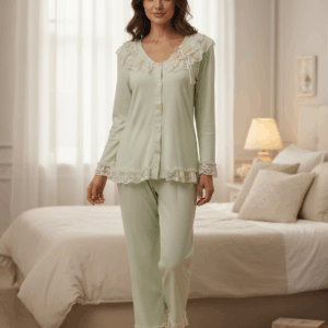 Γυναικεία Κουμπωτή Πυζάμα CLAIRE Katrania 8832,βεραμάν.