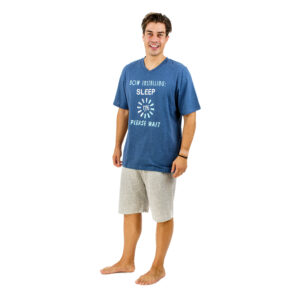 Ανδρική Βαμβακερή Πυζάμα BARACUDA 16370,γκρι-μπλε.