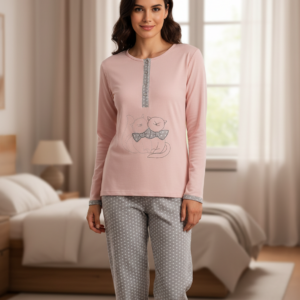 Βαμβακερή Γυναικεία Πυζάμα dama koupa 0261,σωμόν.