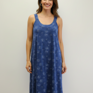 Φόρεμα με φαρδιά τιράντα BILLY'S Fashion 11228,μπλε.