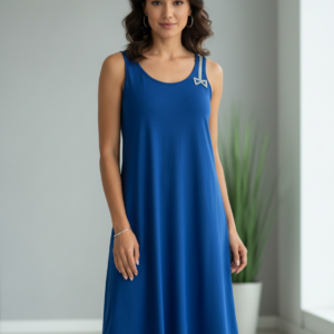 Φόρεμα με φαρδιά τιράντα SCHERZO Homewear 3745,μπλε ρουά.