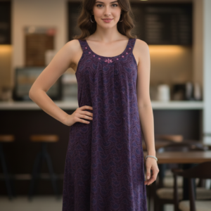 Βαμβακερό Φόρεμα με φαρδιά ράντα SCHERZO Homewear 4256,μωβ.