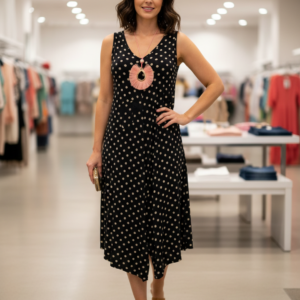 Φόρεμα με φαρδιά ράντα SCHERZO Homewear 4612,μαύρο πουά.