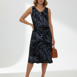 Φόρεμα κουμπωτό, με φαρδιά τιράντα, LANES Homewear 2977.