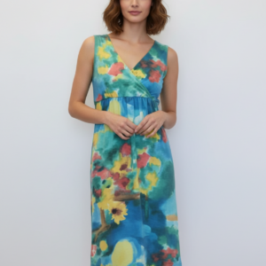 Φόρεμα κρουαζέ με φαρδιά τιράντα LANES Homewear 3145,φλοράλ-εμπριμέ.