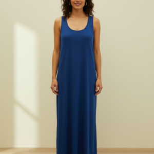 Maxi Φόρεμα με φαρδιά τιράντα BILLY'S Fashion 20029,μπλε.