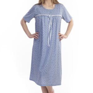 Maxi Νυχτικό με κοντό μανίκι SCHERZO Homewear 5113,μπλε ραφ.