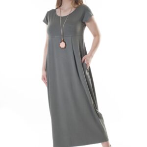 Maxi Φόρεμα με κοντό μανίκι SCHERZO Homewear 5170,λαδί.