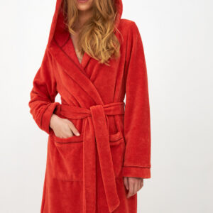 Γυναικεία Ρόμπα Bamboo μονόχρωμη με κουκούλα HARMONY 403709.