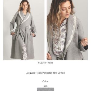 Βαμβακερή Σταυρωτή γυναικεία Ρόμπα MIRA jacquard 9133,γκρι.