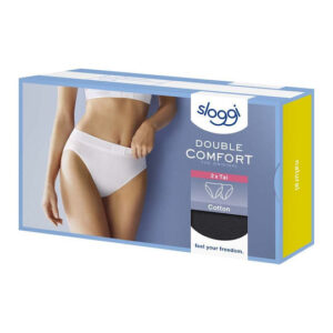 Βαμβακερό Ψηλόμεσο γυναικείο Slip SLOGGI Double Comfort Tai,2 pack,μαύρο,10213270.