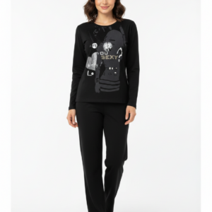 Homewear με fleece επένδυση JEANNETTE 12724,μαύρο.