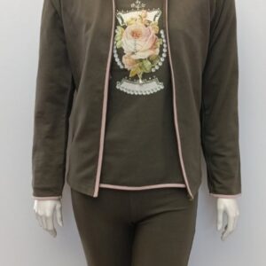 Σετ Homewear Τρουά-πιες CLAIRE Katrania 9398,λαδί.