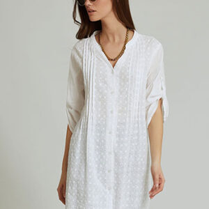 Βαμβακερό Καφτάνι SECRET GARDEN 3154,λευκό.