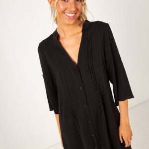 Φόρεμα-Πουκαμίσα HARMONY Homewear 504601,μαύρο.