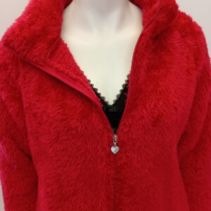 Fleece Γυναικεία Ρόμπα με φερμουάρ IN FIORE Homewear, 670870,rosso.