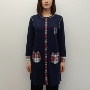 Βαμβακερό Homewear-Νυχτικό με κουμπιά,GARY Homewear 50033,σκούρο μπλε.