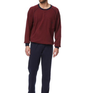 Βαμβακερή Ανδρική Πυζάμα MINERVA 71047-431,μπορντώ.