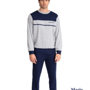 Ανδρική πυζάμα με λάστιχο MARIO UOMO 22597,γκρι/μπλε.