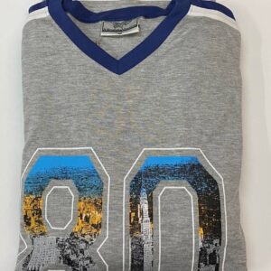 Βαμβακερή Ανδρική Πυζάμα με λαιμόκοψη V Mario Uomo Homewear 11089,γκρι.